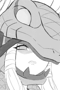 Rule 34 | armor, digimon, digimon (creature), disgust, long hair, looking at viewer, mask, minervamon, phantom phony