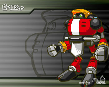 arm_cannon armor character_name company_name copyright_logo copyright_name e-102_gamma lineart logo mecha multicolored_armor no_humans official_art official_wallpaper red_armor robot sonic_(series) sonic_battle walker_(robot) weapon white_armor zoom_layer