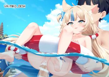 1boy 1girl animal_ears animated artist_name barefoot beach blonde_hair blue_eyes blue_hair blue_nails blue_sky blush cat_ears cat_girl censored chrisandita collarbone completely_nude day dot_nose eyelashes feet fins fish_tail flat_chest from_below full_body half-closed_eyes hetero indie_virtual_youtuber knees_up live2d loli long_hair looping_animation low_twintails miko_desh_(voice_actor) mosaic_censoring multicolored_hair nail_polish nipples nude open_mouth outdoors penis pussy rolling_eyes sameko_saba sex sex_from_behind shark_girl shark_tail sitting sky smile soles solo_focus sound streaked_hair tagme tail toenail_polish toenails toes twintails two-tone_hair vaginal video virtual_youtuber water