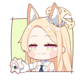 Rule 34 | 1girl, animal, animal ear fluff, animal ears, bird, blonde hair, blue archive, blue necktie, blush stickers, bow, bright pupils, chibi, closed mouth, commentary request, detached sleeves, dress, ear ornament, fpsmoe, halo, highres, holding, holding animal, holding bird, light smile, long-tailed tit, long hair, long sleeves, meme, necktie, no nose, outstretched arm, pink eyes, polka dot necktie, seia (blue archive), sleeveless, sleeveless dress, tanezaki atsumi, tit (bird), upper body, voice actor connection, white bow, white dress, white pupils, yellow halo, you can just give this kind of thing to men and they will be thrilled (meme)