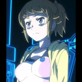 10s 1girl animated animated_gif blonde_hair blush breasts gundam gundam_build_fighters gundam_build_fighters_try hoshino_fumina lowres