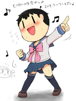4koma animal_crossing black_hair blush cheering child comic concert crossdressing dancing dress embarrassed humiliation karaoke kasugai_(de-tteiu) legs male_focus mother_(series) mother_2 music nervous_smile ness_(mother_2) nintendo shoes shota singing smile socks super_smash_bros. sweat sweatdrop tears underwear villager_(animal_crossing)