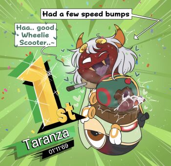 absurdres after_anal anal cum cum_in_ass drooling fangs hal_laboratory highres ibispaint_(medium) kirby_(series) kirby_air_ride kirby_air_riders kitti-paws nintendo on_scooter penis sentient_object taranza uncensored