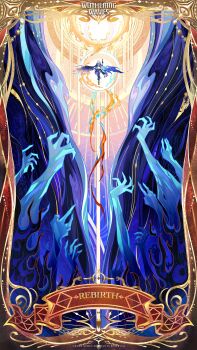 1girl absurdres black_pantyhose commentary disembodied_hand english_commentary english_text galbrena_(wuthering_waves) gun hand_up highres holding holding_gun holding_weapon logo official_art pantyhose reaching reaching_towards_another solo very_wide_shot weapon wide_shot wings wuthering_waves