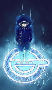 1boy androgynous aoi_(gits) ghost_in_the_shell ghost_in_the_shell:_stand_alone_complex hood hooded_jacket jacket laughing_man_(gits) oboro_keisuke rain solo