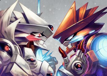 Rule 34 | 2boys, appmon, bullying, charismon, digimon, digimon (creature), digimon universe: appli monsters, face-to-face, globemon, highres, looking at another, multiple boys, sasasi