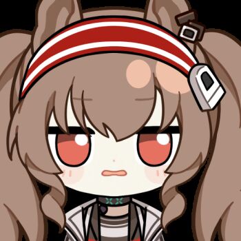 ... 1girl angelina_(arknights) animal_ears animated animated_gif arknights black_choker blush brown_hair chinese_commentary choker chunye_haruya coat commentary_request dot_nose earpiece fox_ears hair_between_eyes hairband head_tilt infection_monitor_(arknights) jacket long_hair lowres material_growth open_clothes open_coat open_jacket oripathy_lesion_(arknights) partially_shaded_face red_eyes red_hairband red_jacket simple_background solo striped_clothes striped_hairband transparent_background twintails two-tone_hairband wavy_mouth white_coat zooming_out