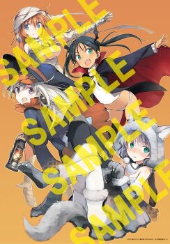 Rule 34 | 4girls, alternate costume, animal costume, artist request, black hair, blue eyes, blush, charlotte e. yeager, dark-skinned female, dark skin, eila ilmatar juutilainen, francesca lucchini, green eyes, grey hair, hat, highres, image sample, lamp, long hair, multiple girls, mummy costume, no pants, official alternate costume, official art, open mouth, orange background, orange hair, panties, sanya v. litvyak, short hair, simple background, strike witches, twintails, underwear, vampire costume, white hair, witch, witch hat, wolf costume, world witches series