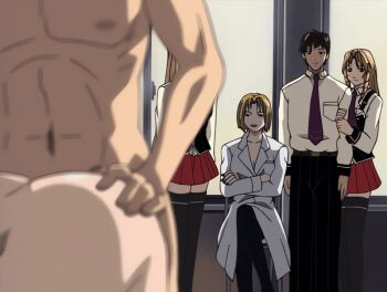 00s 2001 2boys 4girls age_difference animated animated_gif anime_screenshot ass bible_black bible_black_night_of_the_walpulgiss black_thighhighs blonde_hair blue_eyes breasts cleavage doggystyle drill_hair drill_sidelocks from_behind green_eyes hands_on_another&#039;s_hips hetero high_ponytail huge_ass kitami_reika lab_coat large_breasts lipstick long_hair makeup mature_female minase_taki multiple_boys multiple_girls necktie nurse older_female_and_younger_male outdoors ponytail pubic_hair rape red_necktie saeki_kaori school school_uniform sex sex_from_behind shiraki_rika shirt short_hair sidelocks smile solo standing suspenders sweat tagme takashiro_hiroko teacher_and_student thighhighs uncensored watching window witch