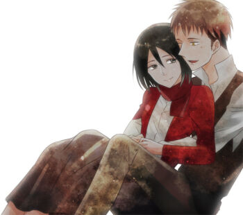 1boy 1girl affair bad_id bad_pixiv_id bad_tag betrayal black_hair brown_hair cheating_(relationship) closed_mouth disgrace disgust incest infidelity jean_kirstein long_sleeves mikasa_ackerman multicolored_hair netorare netorase open_mouth out_of_character red_scarf scarf shingeki_no_kyojin shirt short_hair simple_background two-tone_hair ukamushi unfaithful white_background white_shirt