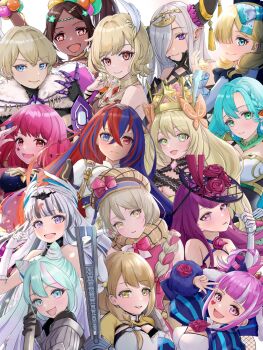 1boy 6+girls :d female_alear_(fire_emblem) aqua_eyes aqua_hair bare_shoulders bikini black_hair blue_bow blue_eyes blue_hair blunt_bangs bow braid breasts brown_eyes brown_hair butterfly_hair_ornament celine_(fire_emblem) chloe_(fire_emblem) citrinne_(fire_emblem) cleavage closed_mouth crossed_bangs crown dragon_horns facial_mark fascinator feather_hair_ornament feathers fire_emblem fire_emblem_engage flower framme_(fire_emblem) goldmary_(fire_emblem) green_eyes grey_hair hair_between_eyes hair_bow hair_flower hair_ornament hair_over_one_eye hair_rings hat heart heart_facial_mark heterochromia highres horns hortensia_(fire_emblem) ivy_(fire_emblem) large_breasts long_hair looking_at_viewer madeline_(fire_emblem) medium_breasts merrin_(fire_emblem) mugitoro_(dsfv2277) multicolored_hair multiple_girls nintendo open_mouth pink_eyes pink_hair plaid_hat pointy_ears ponytail purple_eyes purple_hair red_eyes red_hair rosado_(fire_emblem) short_hair small_breasts smile star-shaped_pupils star_(symbol) star_hair_ornament swimsuit symbol-shaped_pupils tiara timerra_(fire_emblem) two-tone_hair underboob very_long_hair veyle_(fire_emblem) w wing_hair_ornament yellow_eyes yunaka_(fire_emblem) zelestia_(fire_emblem)