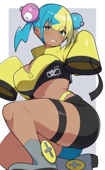 1girl alternate_costume canari_(pokemon) dark-skinned_female dark_skin highres iono_(pokemon) iono_(pokemon)_(cosplay) mituyota_76 nintendo pokemon pokemon_legends:_z-a