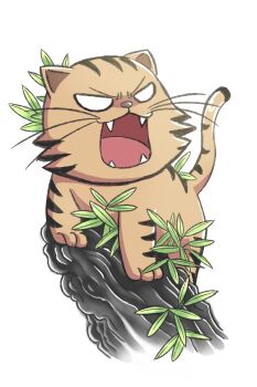 absurdres animal_focus blank_eyes commentary english_commentary fluffkaiser highres no_humans open_mouth palmtop_tiger roaring ryuu_ga_gotoku_(series) ryuu_ga_gotoku_1 simple_background solo toradora! white_background