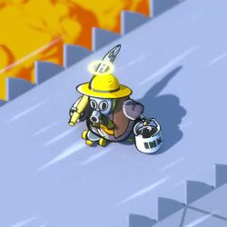 1boy 2024 3d animated artist_request death dragon_ball full_body looking_to_the_side motion_lines oversized_object real_life road roller_skates signature simple_background skates tagme tori-bot toriyama_akira_(character) video