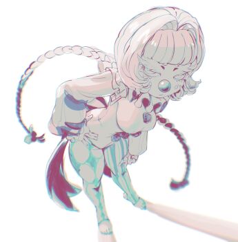 1girl absurdres blackberreh-art bow braid clown clown_makeup clown_nose commentary covered_erect_nipples english_commentary eyelashes feet frills full_body hair_intakes highres long_hair long_sleeves original poppet_(blackberreh-art) puffy_long_sleeves puffy_sleeves ribbon sketch solo standing stirrup_legwear toeless_legwear toes twin_braids very_long_hair