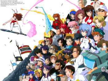 00s 1980s_(style) 1990s_(style) 6+boys 6+girls age_difference aida_kensuke akagi_ritsuko amano_kazumi amarao animal_ears annotation_request aoba_shigeru arima_souichirou ayanami_rei blue_hair canti character_request company_connection crossover daicon daicon_bunny_girl daicon_iv electra_(nadia) everyone fake_animal_ears father_and_son flag flcl flying fushigi_no_umi_no_nadia fuyutsuki_kouzou gainax gargoyle_(nadia) glasses goggles goggles_on_head grandis_granva group_picture hanson haruhara_haruko hat headband honneamise_no_tsubasa humanoid_robot hyuuga_makoto ibuki_maya ikari_gendou ikari_shinji ikolina_(nadia) interface_headset_(evangelion) jean_roque_lartigue jean_roque_raltique kaji_ryouji kareshi_kanojo_no_jijou katsuragi_misato king_(nadia) kitsurubami kiyokawa_motomu koichiro_ohta koyama_shigeto lilith_(evangelion) mecha_pilot_suit miyazawa_yukino multiple_boys multiple_crossover multiple_girls nadia_la_arwall nagisa_kaworu nandaba_kamon nandaba_naota nandaba_shigekuni neo_ikon_epiphanes neon_genesis_evangelion ninamori_eri oldschool oota_kouichirou pantyhose playboy_bunny plugsuit_(evangelion) rabbit_ears retro_artstyle riquinni_nonderaiko robot samejima_mamimi sanson_(nadia) science_fiction seele_(evangelion) shirotsugh_lhadatt souryuu_asuka_langley sunglasses surfing suzuhara_touji takaya_noriko top_wo_nerae! top_wo_nerae!_(series) voice_actor_connection white_pantyhose