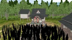 2girls 3d animated artist_name ass ass_shake audible_music backboob bird black_hair blush bouncing_breasts breasts convenient_arm convenient_censoring covering_another&#039;s_ass covering_another&#039;s_breasts covering_another&#039;s_crotch covering_privates crowd dancing ghost_dance hair_bobbles hair_ornament high_heels huge_breasts large_breasts looking_at_viewer matching_hair/eyes mikumikudance_(medium) multiple_girls navel nude onozuka_komachi outdoors ponkanman red_eyes red_hair reflection shameimaru_aya short_hair sound standing touhou twintails video