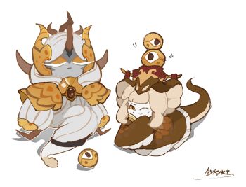 Rule 34 | 2others, androgynous, black sclera, chinese clothes, colored sclera, cookie run, cookie run: ovenbreak, highres, long hair, longan dragon cookie, multiple others, pale skin, sleeves past wrists, slit pupils, snake fruit cookie, unicorn horn, very long hair, white hair, xinjinjumin1722489