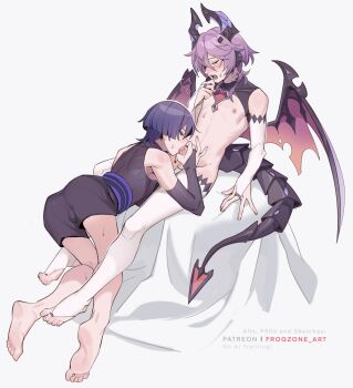 2boys blush closed_eyes clothed_male_nude_male dragon_boy dragon_horns dragon_tail dragon_wings erection fellatio frogzone_art genshin_impact horns male_focus mini_durin_(genshin_impact) mini_durin_(human)_(genshin_impact) multiple_boys nude open_mouth oral patreon_username penis purple_hair scaramouche_(genshin_impact) soles tail toeless_legwear toes trap trap_on_trap uncensored wanderer_(genshin_impact) white_background wings yaoi