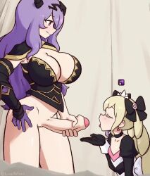 1futa 1girl age_difference animated black_bow bow breasts camilla_(fire_emblem) closed_eyes closed_mouth cum cum_in_mouth cum_on_arms cum_on_body ejaculation elise_(fire_emblem) erection facial fire_emblem fire_emblem_fates futa_with_female futanari heart horns incest large_breasts large_penis liveactors loli long_hair masturbation nintendo onee-loli open_mouth penis pink_eyes purple_hair siblings sisters smile sound standing tagme tongue tongue_out uncensored video