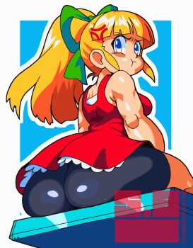 1girl anger_vein angry ass highres kyojiri_loli loli mega_man_(series) roll_(mega_man) shinbeedabest solo solo_focus