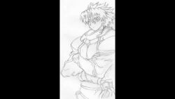 1boy animated crossed_arms graphite_(medium) highres male_focus mogudan monochrome scrapped_princess shannon_casull sicklebx tagme traditional_media video