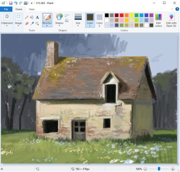 art_program_in_frame chimney christian_young commentary day flower forest grass house meadow microsoft_paint_(medium) microsoft_paint_(software) moss nature no_humans open_window original outdoors painterly scenery screencap still_life tree window wooden_door
