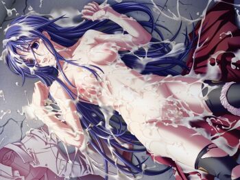 1girl after_rape aftersex black_thighhighs blue_eyes blue_hair blush breasts bukkake censored cum cum_in_pussy cum_on_body cum_on_breasts cum_on_clothes cum_on_hair cum_on_lower_body cum_on_upper_body defeat excessive_cum facial game_cg guilty long_hair lying minase_shizuru mind_break mosaic_censoring nipples nude on_back on_floor panties_around_leg unworn_clothes skirt small_breasts spread_legs tears thighhighs toriko_hime torn_clothes torn_thighhighs unworn_skirt yoshizawa_tomoaki