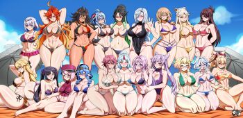 6+girls abs all_fours arms_up artist_logo barefoot beidou_(genshin_impact) bikini black_bikini black_hair black_one-piece_swimsuit blonde_hair blue_eyes blue_hair blue_sky blush braid breast_press breasts brown_hair charlotte_(genshin_impact) citlali_(genshin_impact) cleavage cleavage_cutout clothing_cutout cloud commission cowbell dehya_(genshin_impact) deviantart_username discord_username emilie_(genshin_impact) eyepatch facebook_username female_focus frilled_bikini frills frown furina_(genshin_impact) ganyu_(genshin_impact) genshin_impact glasses gradient_hair green_bikini green_eyes grey_bikini grey_hair halter_top_bikini harem hat highleg highleg_one-piece_swimsuit horns huge_breasts instagram_username jadenkaiba jewelry keqing_(genshin_impact) kneeling large_breasts layla_(genshin_impact) linea_alba lisa_(genshin_impact) logo long_hair looking_at_viewer mavuika_(genshin_impact) medium_breasts mona_(genshin_impact) monocle multi-strapped_bikini_bottom multicolored_bikini multicolored_hair multiple_girls navel navia_(genshin_impact) neck_bell newgrounds_username ningguang_(genshin_impact) noelle_(genshin_impact) o-ring o-ring_bikini o-ring_top one-piece_swimsuit orange_bikini orange_eyes orange_hair original parasol parted_bangs pink_bikini pixiv_username purple_bikini purple_hair purple_one-piece_swimsuit red-framed_eyewear red_bikini red_eyes red_hair rosaria_(genshin_impact) semi-rimless_eyewear shenhe_(genshin_impact) short_hair side-tie_bikini_bottom sideboob single_horn sitting sky smile standing stomach strapless strapless_bikini streaked_hair striped_bikini striped_clothes swimsuit thighlet thong_bikini twin_braids twintails umbrella underboob watermark web_address white_bikini white_hair xianyun_(genshin_impact) yellow_bikini yoimiya_(genshin_impact) yuri