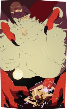 1futa 1girl braid breasts centauroid chimera claws completely_nude cum cum_on_body cum_on_hair dungeon_meshi elf falin_touden falin_touden_(chimera) feathers futa_with_female futanari grabbing_own_breast hair_over_eyes highres huge_penis ladraodarte large_breasts long_pointy_ears marcille_donato medium_breasts monster_girl nude penis pointy_ears red_scales talons taur trembling twin_braids white_feathers