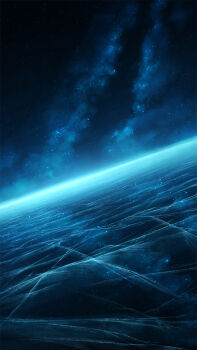 absurdres blue_theme chinese_commentary commentary_request highres horizon milky_way night no_humans ocean original outdoors reflection reflective_liquid scenery sky star_(sky) starry_sky user_yagn3237 water