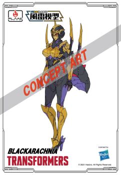 1girl ban!_(bansankan) beast_wars beast_wars:_transformers blackarachnia breasts character_name concept_art copyright_name flame_toys hasbro highres large_breasts mecha no_humans official_art open_hands predacon red_eyes robot smile solo transformers watermark white_background