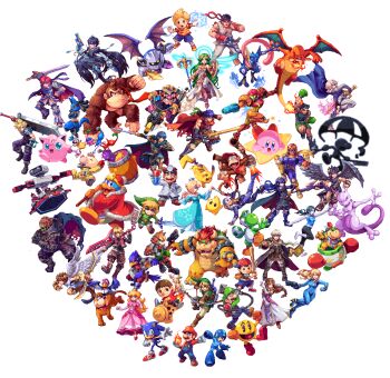 1990s_(style) 6+boys 6+girls abysswolf animal animal_crossing ape armor bayonetta bayonetta_(series) bayonetta_2 bird black_hair blonde_hair bodysuit bow_(weapon) bowser bowser_jr. bracer captain_falcon charizard cloud_strife colored_skin crown dark_pit diddy_kong dog dog_(duck_hunt) donkey_kong donkey_kong_(series) donkey_kong_country dr._mario dr._mario_(game) dress dual_persona duck duck_(duck_hunt) duck_hunt everyone f-zero falco_lombardi family_computer_robot final_fantasy final_fantasy_vii fire fire_emblem fire_emblem:_mystery_of_the_emblem fire_emblem:_path_of_radiance fire_emblem:_radiant_dawn fire_emblem:_shadow_dragon_and_the_blade_of_light fire_emblem:_the_binding_blade fire_emblem_awakening fire_emblem_fates flame-tipped_tail fox_mccloud galaxia_(sword) game_&amp;_watch ganondorf gen_1_pokemon gen_4_pokemon gen_6_pokemon green_hair green_skin greninja grey_skin gun hair_ornament hat helmet holding holding_sword holding_weapon ike_(fire_emblem) jigglypuff kid_icarus kid_icarus_uprising king_dedede kirby kirby_(series) legendary_pokemon link little_mac lucario lucas_(mother_3) lucina_(fire_emblem) luigi luma_(mario) male_corrin_(fire_emblem) male_robin_(fire_emblem) mario mario_(series) marth_(fire_emblem) mega_man_(character) mega_man_(classic) mega_man_(series) meta_knight metroid mewtwo monkey mother_(series) mother_2 mother_3 motor_vehicle motorcycle mr._game_&amp;_watch multiple_boys multiple_girls ness_(mother_2) nintendo olimar pac-man pac-man_(game) palutena pikachu pikmin_(creature) pit_(kid_icarus) pixel_art pokemon pokemon_(creature) ponytail power_suit_(metroid) princess_peach princess_zelda punch-out!! red_hair retro_artstyle robin_(fire_emblem) rosalina roy_(fire_emblem) ryu_(street_fighter) samus_aran sheik shulk_(xenoblade) sonic_(series) sonic_the_hedgehog star_fox stethoscope street_fighter super_mario_galaxy super_smash_bros. sword tail the_legend_of_zelda toon_link transparent_background varia_suit vehicle villager_(animal_crossing) wario warioware warp_star weapon wii_fit wii_fit_trainer wii_fit_trainer_(female) wings xenoblade_chronicles_(series) xenoblade_chronicles_1 yoshi zero_suit