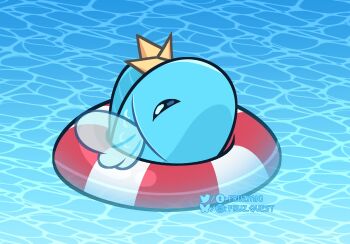 Rule 34 | 1girl, animal, bluesky logo, bluesky username, buoy, fins, fish, fruzmig, highres, indie virtual youtuber, no humans, paper hat, sameko saba, sameko saba (fish), simple fish, solo, tumblr logo, tumblr username, twitter logo, twitter username, virtual youtuber, water