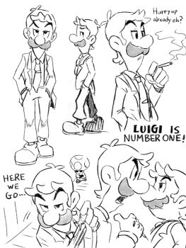 3boys alternate_costume brothers cigarette commentary english_commentary english_text facial_hair formal_clothes gloves greyscale hands_in_pockets highres holding holding_cigarette luigi mari_luijiroh mario mario_(series) masanori_sato_(style) monochrome multiple_boys mustache necktie nintendo pants shoes short_hair siblings sunglasses toad_(mario)