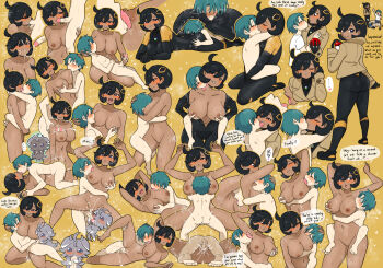 Rule 34 | 1boy, 2girls, absurdly detailed composition, after fellatio, age difference, arm up, armpits, between breasts, black bodysuit, black hair, blue eyes, bodysuit, breast sucking, breasts, breasts out, brown jacket, clothed sex, completely nude, cum, cum in pussy, cum on body, curvy, dark-skinned female, dark skin, emma (pokemon), english text, espurr, face between breasts, facial, fellatio, french kiss, gen 6 pokemon, gloves, green hair, groping, groping breast, handjob, head between breasts, heart, hetero, highres, hug, hug from behind, ivan cap (ivancyxic), jacket, kiss, leg up, legs, legs up, licking, licking armpit, licking nipple, missionary, multiple girls, nintendo, nipple stimulation, nipples, nude, nursing handjob, oral, poke ball, poke ball (basic), pokemon, pokemon (creature), pokemon legends: z-a, pokephilia, saliva, saliva trail, sex, sex from behind, short hair, speech bubble, spoken heart, sweat, torn clothes, vaginal, yellow background