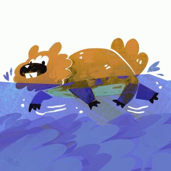 Rule 34 | andewitt, animal focus, bidoof, brown fur, buck teeth, full body, gen 4 pokemon, highres, nintendo, no humans, pokemon, pokemon (creature), pokemon focus, solo, swimming, tail, teeth, water