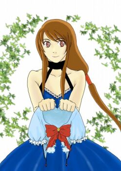 Rule 34 | 1girl, 2009, artist name, artist request, blue dress, bow, bowtie, brown eyes, brown hair, dorothy gale, dorothy gale (riz-zoawd), dress, female focus, long hair, long skirt, looking at viewer, media.vision, riz-zoawd, skirt, the wizard of oz