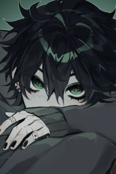 black_hair green_eyes highres kylar_(degrees_of_lewdity) non-web_source yoichi_yukimura