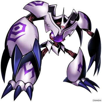 digimon digimon_(creature) full_body horns looking_at_viewer official_art one-eyed parallelmon purple_eyes simple_background solo