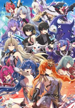 Rule 34 | 0roshioji3ran, 2boys, 6+girls, abby (wuthering waves), ahoge, ancient greek clothes, aqua eyes, arm armor, arm up, armlet, armor, augusta (wuthering waves), bare shoulders, black collar, black dress, black jacket, blonde hair, blue eyes, blue flower, blue hair, bow, brant (wuthering waves), breastplate, breasts, cantarella (wuthering waves), carlotta (wuthering waves), cartethyia (wuthering waves), ciaccona (wuthering waves), closed eyes, closed mouth, collar, colored inner hair, commentary request, crown of thorns, dress, dual persona, earrings, electricity, everyone, facial mark, female rover (wuthering waves), fleurdelys (wuthering waves), floating earrings, flower, greco-roman clothes, green eyes, grey hair, grey shirt, hair belt, hair between eyes, hair bow, hair flower, hair ornament, hair ribbon, hairband, hands up, hat, head wreath, headdress, headgear, heterochromia, highres, holding, holding sword, holding weapon, horns, iuno (wuthering waves), jacket, jewelry, large breasts, long hair, long sleeves, looking at viewer, lupa (wuthering waves), male rover (wuthering waves), mark under eye, medium breasts, metal hairband, multicolored hair, multiple boys, multiple girls, multiple rings, necklace, one eye closed, open mouth, orange eyes, orange hair, parted bangs, pero (wuthering waves), phoebe (wuthering waves), phrolova (wuthering waves), pink bow, pink eyes, pink hair, pointy ears, purple hair, red eyes, red hair, ribbon, ring, roccia (wuthering waves), rover (wuthering waves), shirt, sidelocks, single horn, smile, spider lily, streaked hair, sun earrings, sword, tree horns, tricorne, twintails, weapon, white dress, white hat, white shirt, wuthering waves, yellow eyes, yellow horns, yellow ribbon, zani (wuthering waves)