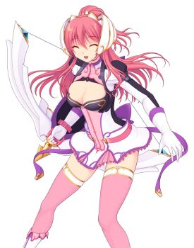 Rule 34 | 1girl, :d, ^ ^, boots, bow, bow (weapon), breasts, cleavage, cleavage cutout, closed eyes, clothing cutout, dress, en ciel rena, en ciel rena (sin), facing viewer, game cg, gloves, hair between eyes, hair ornament, holding, holding weapon, kourin tenshi en ciel rena, large breasts, large variant set, long hair, long sleeves, non-web source, official art, open mouth, pink hair, pink thighhighs, ponytail, red hair, saitou natsuki, short dress, skirt, smile, solo, suhamaya, thighhighs, tomoe rena, transparent background, variant set, weapon, white gloves, zettai ryouiki