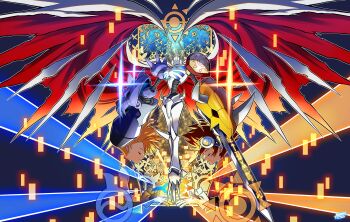 Rule 34 | 3boys, absurdres, agumon, akamine naoki, arm blade, arm cannon, bilingual commentary, blonde hair, brown hair, cape, closed eyes, closed mouth, commentary, digimoji, digimon, digimon (creature), digimon adventure, digimon crest, digimon day, english commentary, evolutionary line, from side, gabumon, gloves, goggles, goggles on head, headband, highres, ishida yamato, male focus, medium hair, mixed-language commentary, multiple boys, omegamon, sketch, sparkle, star (symbol), star print, sword, weapon, wing cape, yagami taichi