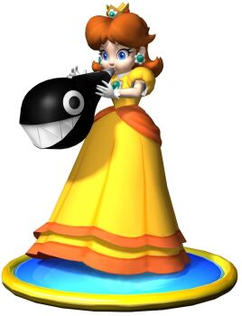 1girl 3d balloon female_focus mario_(series) mario_party nintendo official_art orange_hair princess_daisy solo super_mario_bros._1 super_mario_land