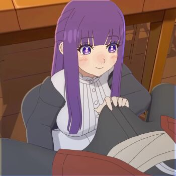 1boy 2girls amplected animated anus ass blunt_bangs blush breasts breasts_out bulge burger closed_mouth coat collarbone cum cum_in_pussy cum_on_body cum_on_breasts cum_on_upper_body cum_overflow doggystyle dress earrings eating ejaculation elf erection erection_under_clothes facial fellatio fern_(sousou_no_frieren) frieren green_eyes grey_hair group_sex happy_sex huge_penis indoors jasminexlynn jewelry jiggle large_breasts large_penis licking licking_penis long_hair looking_at_viewer miko_desh_(voice_actor) moaning multiple_girls nipples no_bra oral paizuri penis pointy_ears pov pov_crotch puffy_areolae puffy_nipples purple_eyes purple_hair pussy ribbed_dress sex sex_from_behind sidelocks smile sound sousou_no_frieren stark_(sousou_no_frieren) stealth_sex tagme threesome twintails under_table vaginal veins veiny_penis video