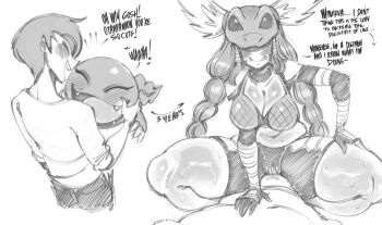 blush digimon digimon_(creature) imminent_penetration minervamon otamamon saltyxodium sharp_teeth smile teeth tongue tongue_out