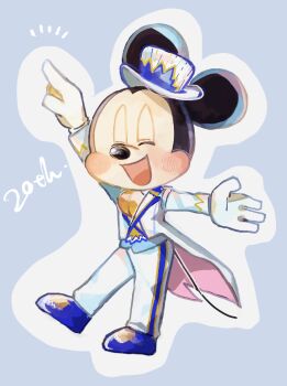 Rule 34 | 1boy, 47music2, animal ears, bow, disneyland, full body, gloves, hat, looking at viewer, mickey mouse, mickey mouse &amp; friends, mouse boy, mouse ears, mouse tail, open mouth, shirt, smile, solo, tail, white gloves