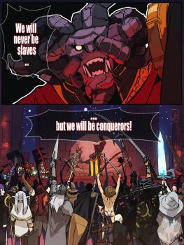 absurdres aqua_(konosuba) aqua_hair ass berserk blonde_hair bloody_wolf_(elden_ring) cape capelet cosplay covered_eyes crossover darkness_(konosuba) earrings egg elden_ring elden_ring:_shadow_of_the_erdtree elf english_text fern_(sousou_no_frieren) floating_earrings frieren fromsoftware god_of_war guts_(berserk) hat helmet helmet_over_eyes highres holding holding_staff horns jewelry kono_subarashii_sekai_ni_shukufuku_wo! kratos_(god_of_war) let_me_solo_her mage_staff megumin mohg_lord_of_blood monster moonlight_greatsword mushoku_tensei parted_bangs pointy_ears pot_on_head prosthesis prosthetic_leg ranni_the_witch ranni_the_witch_(cosplay) rudeus_greyrat satou_kazuma smile sousou_no_frieren staff tarnished_(elden_ring) twintails white_capelet witch yakutzan