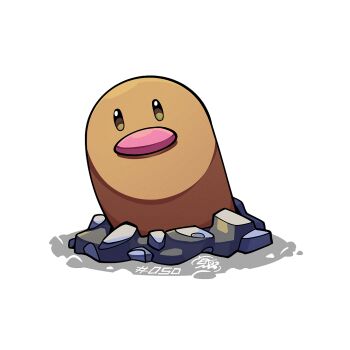 diglett gen_1_pokemon looking_at_viewer mistray-art nintendo no_humans numbered pokemon pokemon_(creature) signature simple_background solo white_background