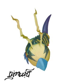 antennae artist_name digimon digimon_(creature) highres kunemon looking_at_viewer nimadj no_humans signature simple_background solo white_background